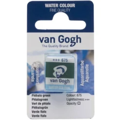 Farba akwarelowa w kostce - Van Gogh - 675 Phthalo Green
