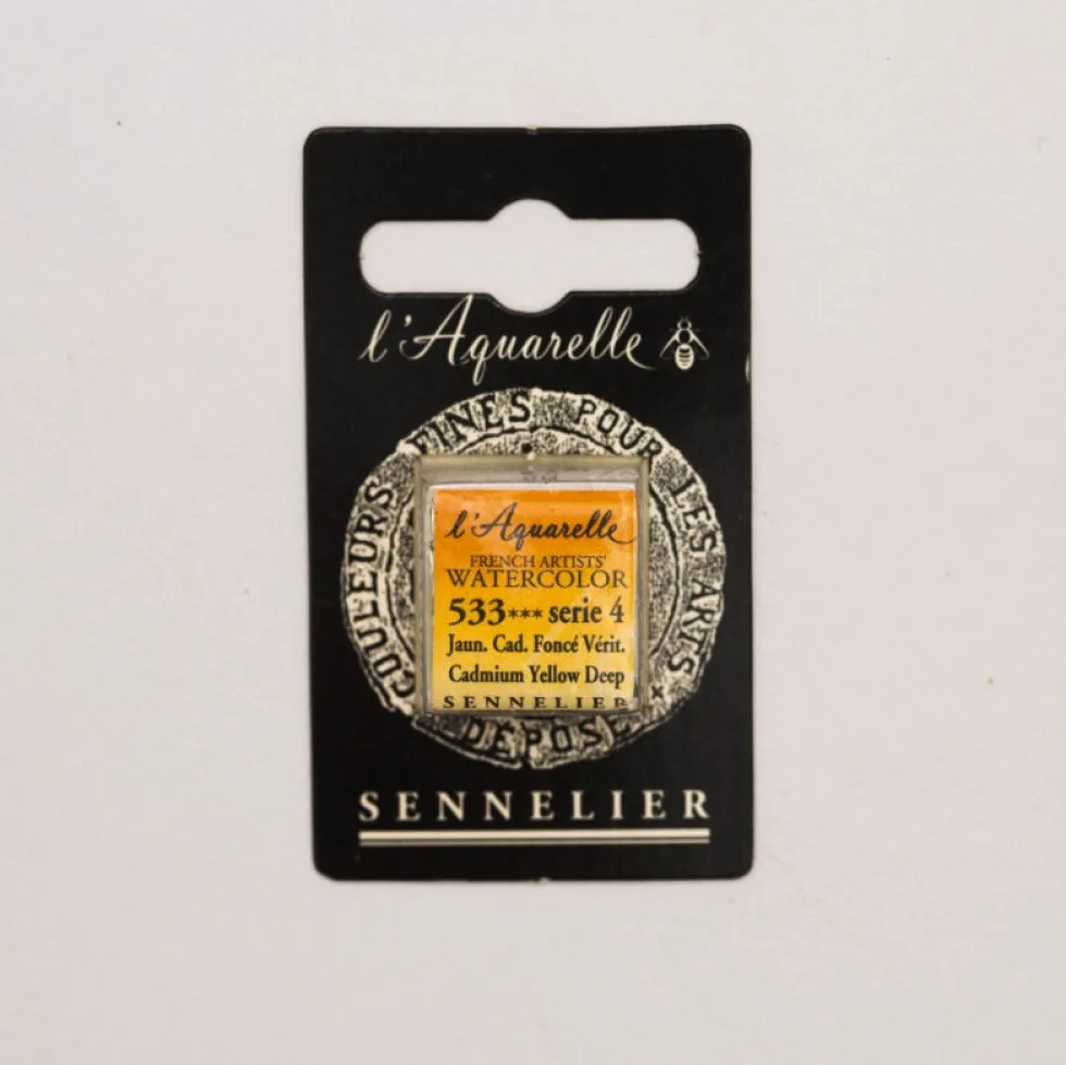 Farba akwarelowa w półkostce l’Aquarelle - Sennelier - 533 Cadmium Yellow Deep