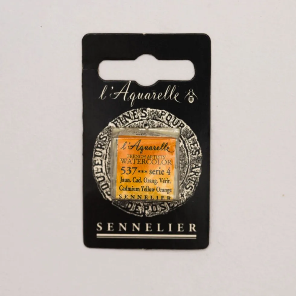 Farba akwarelowa w półkostce l’Aquarelle - Sennelier - 537 Cadmium Yellow Orange