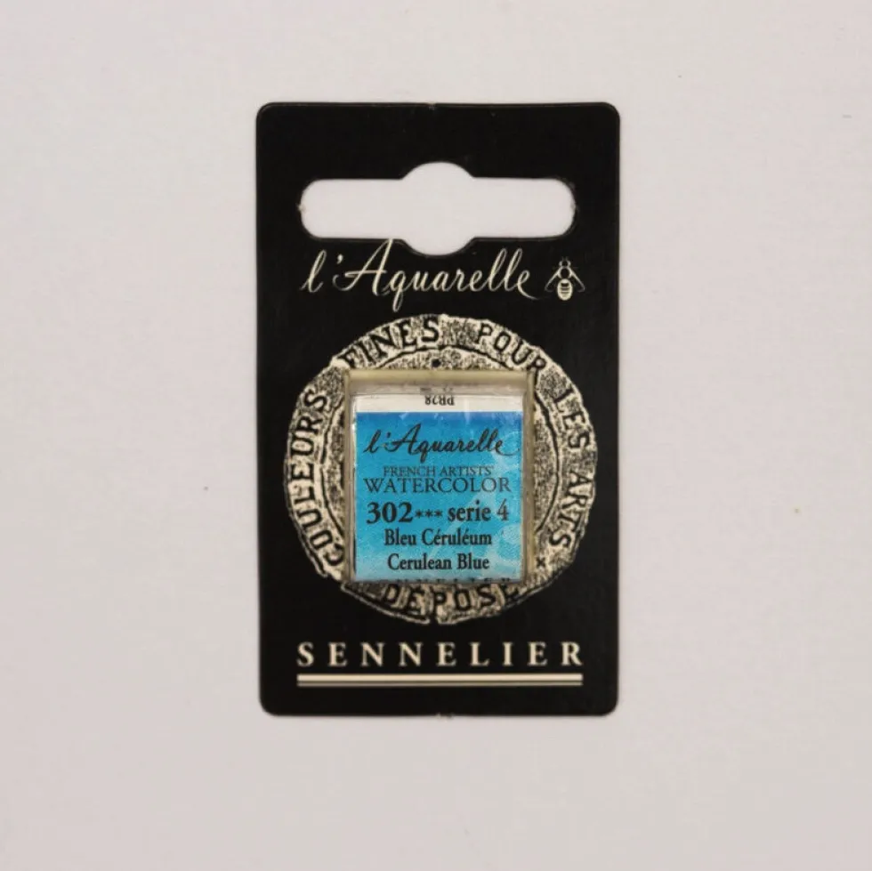 Farba akwarelowa w półkostce l’Aquarelle - Sennelier - 302 Cerulean Blue