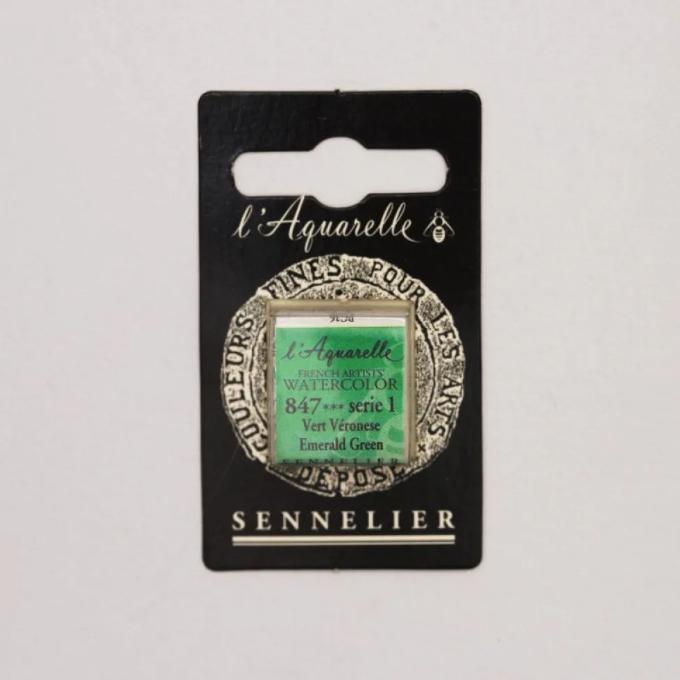 Farba akwarelowa w półkostce l’Aquarelle - Sennelier - 847, Emerald Green