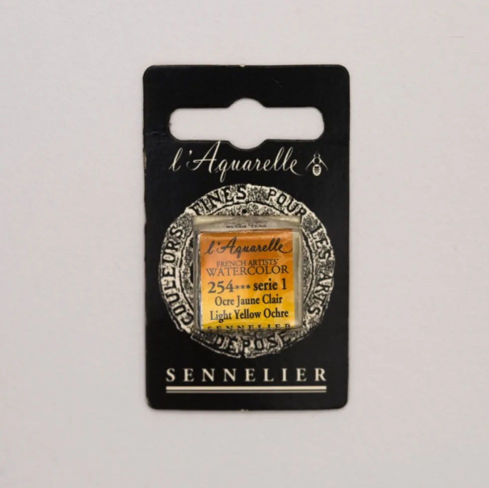 Farba akwarelowa w półkostce l’Aquarelle - Sennelier - 254 Light Yellow Ochre