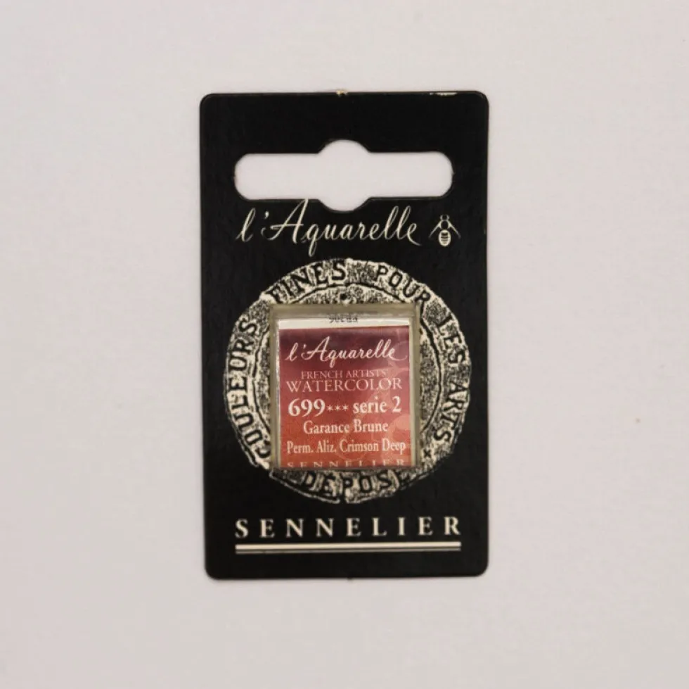 Farba akwarelowa w półkostce l’Aquarelle - Sennelier - 699 Permanent Alizarin Crimson Deep