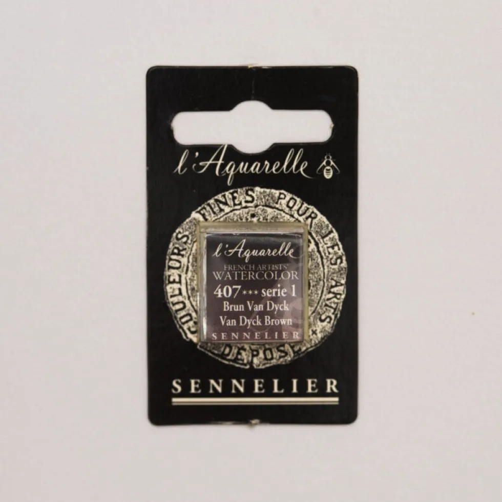 Farba akwarelowa w półkostce l’Aquarelle - Sennelier - 407 Van Dyck Brown