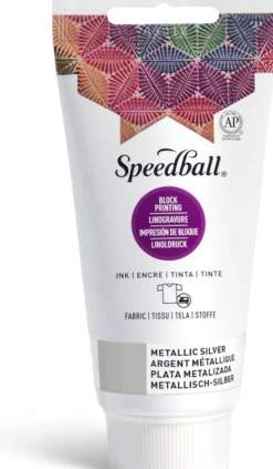 Farba do linorytu Block Printing Ink - Speedball - Metallic Silver 75 ml
