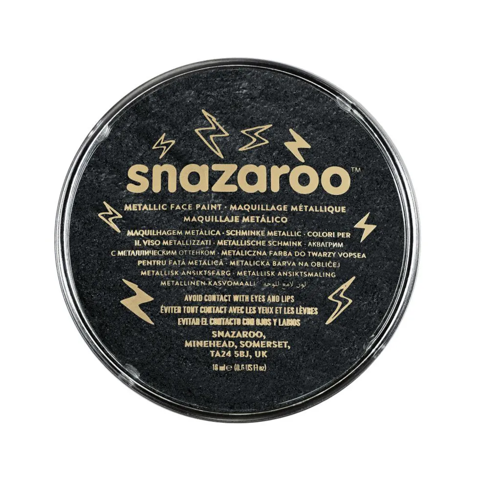 Farba do malowania twarzy - Snazaroo - Metallic Electric Black, 18 ml