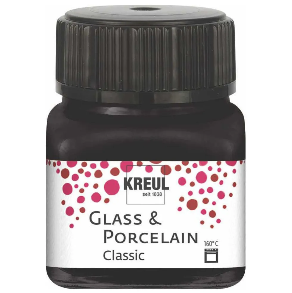 Farba do szkła i porcelany Classic - Kreul - Black, 20 ml