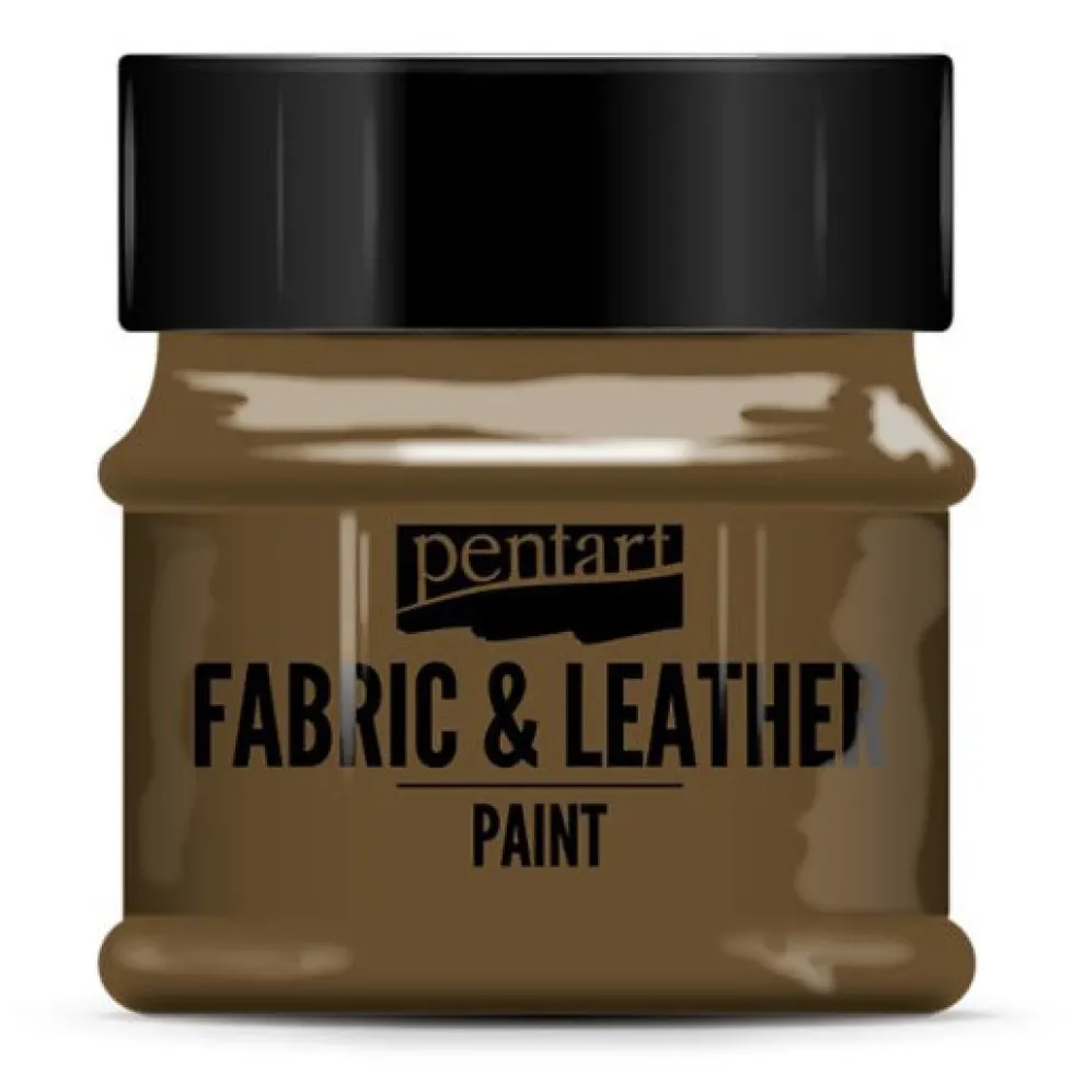 Farba do tkanin i skór - Pentart - ciemnobrązowa, 50 ml