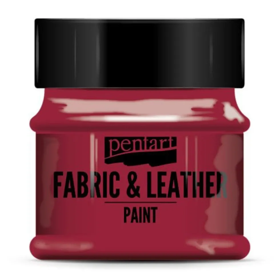 Farba do tkanin i skór - Pentart - czerwona, 50 ml
