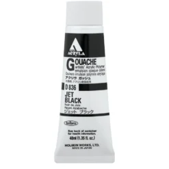 Farba gwasz Acryla Gouache - Holbein - Jet Black, 40 ml