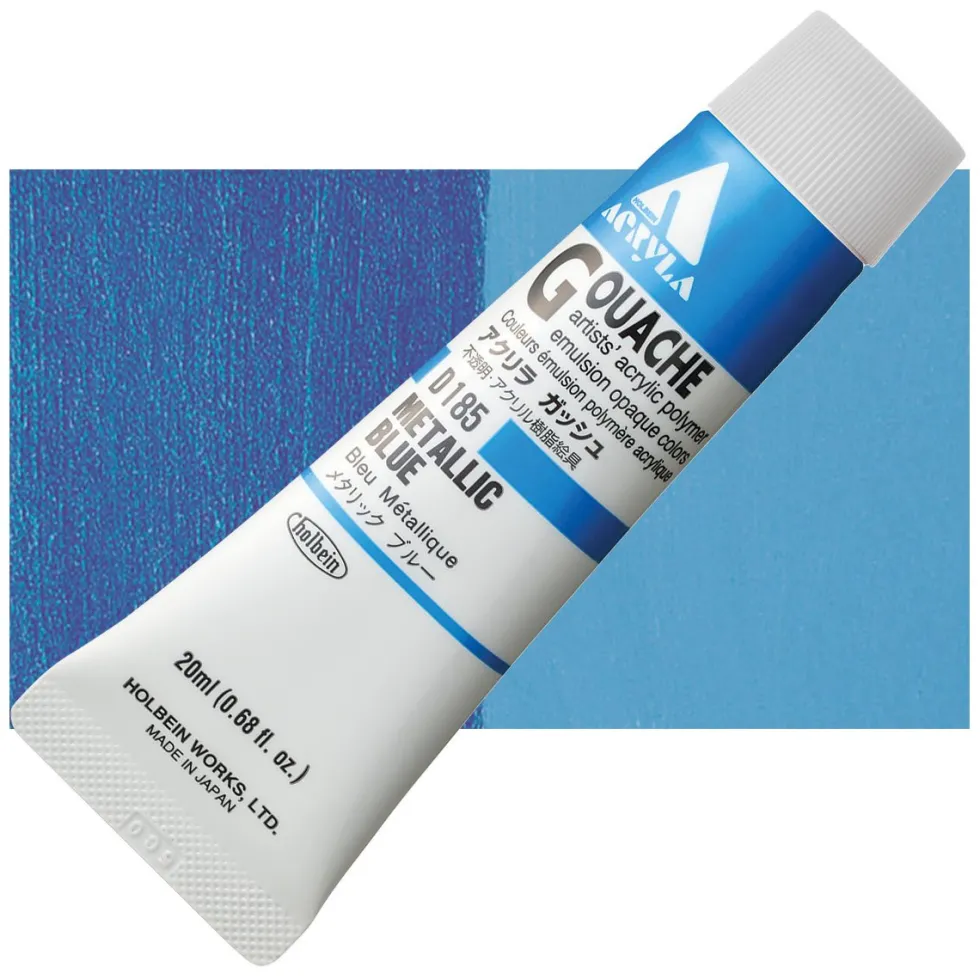 Farba gwasz Acryla Gouache - Holbein - Metallic Blue, 20 ml