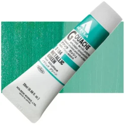 Farba gwasz Acryla Gouache - Holbein - Metallic Green, 20 ml