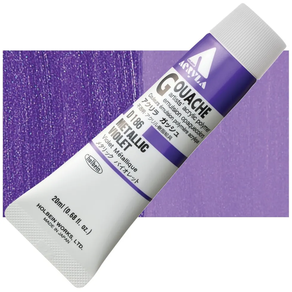 Farba gwasz Acryla Gouache - Holbein - Metallic Violet, 20 ml