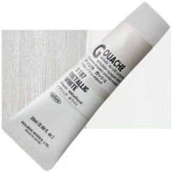 Farba gwasz Acryla Gouache - Holbein - Metallic White, 20 ml