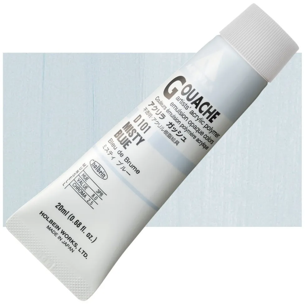 Farba gwasz Acryla Gouache - Holbein - Misty Blue, 20 ml