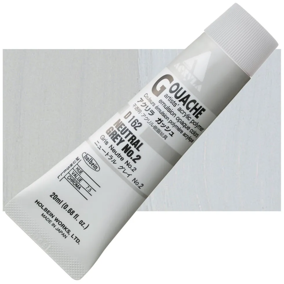 Farba gwasz Acryla Gouache - Holbein - Neutral Grey no. 2, 20 ml