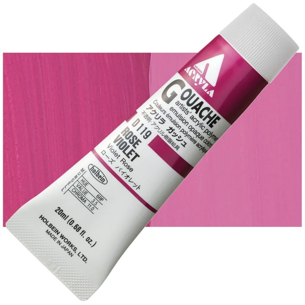 Farba gwasz Acryla Gouache - Holbein - Rose Violet, 20 ml