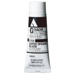 Farba gwasz Acryla Gouache - Holbein - Super Opaque Black, 40 ml
