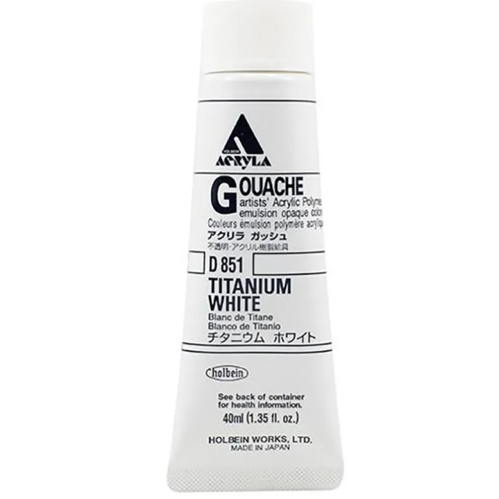 Farba gwasz Acryla Gouache - Holbein - Titanium White, 40 ml