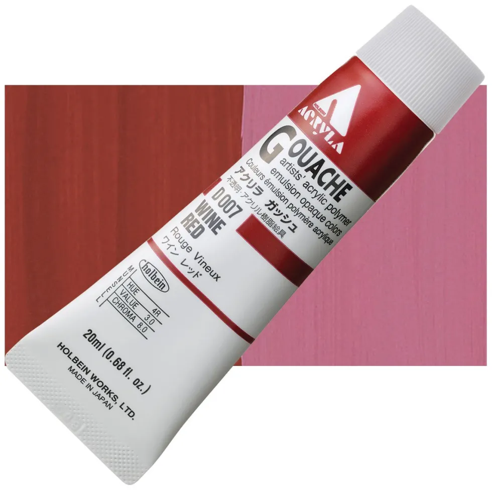 Farba gwasz Acryla Gouache - Holbein - Wine Red, 20 ml