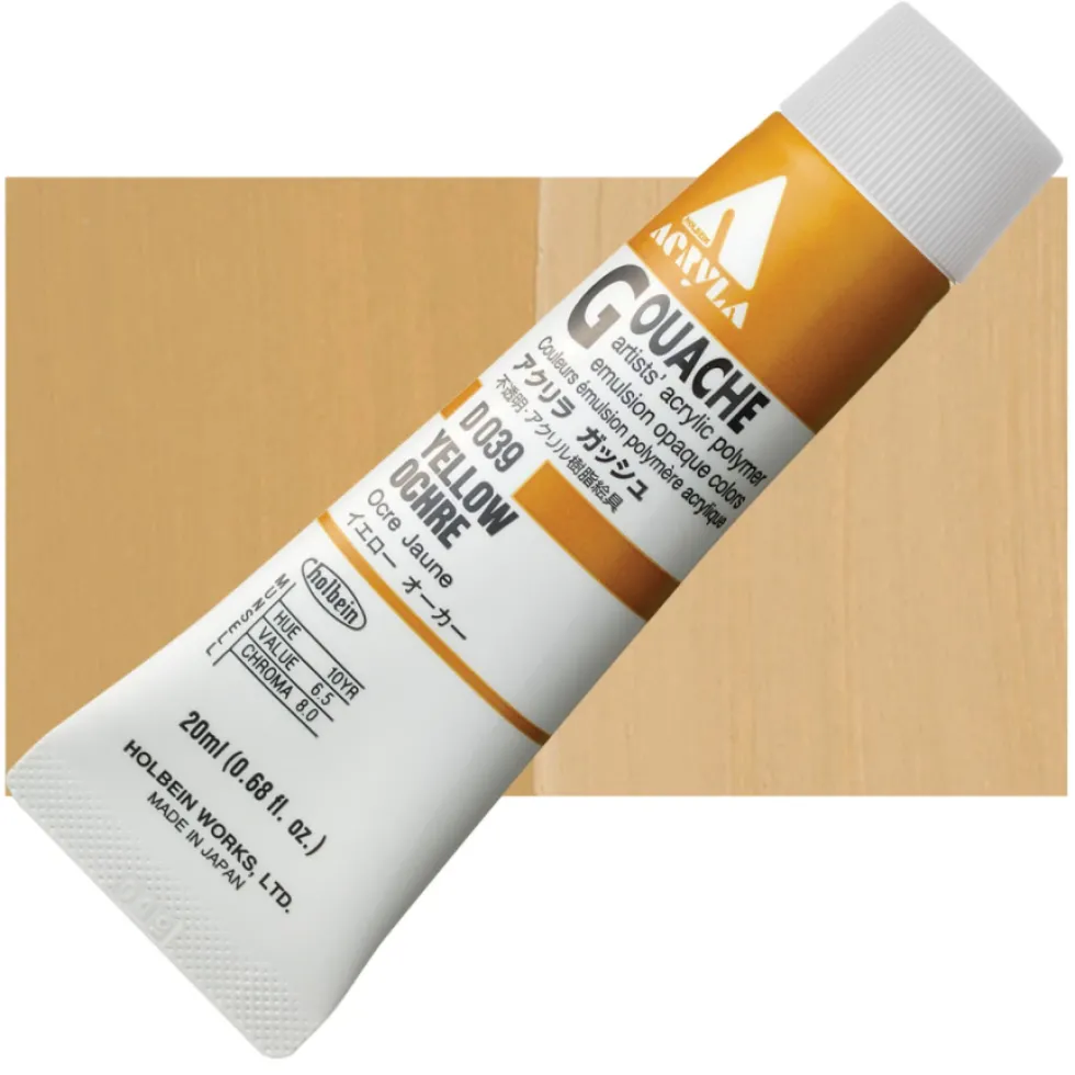 Farba gwasz Acryla Gouache - Holbein - Yellow Ochre, 20 ml