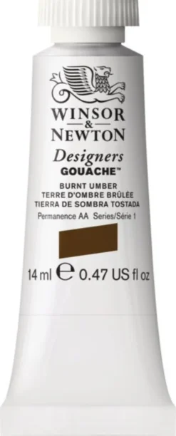 Farba gwasz Designers Gouache - Winsor & Newton - Burnt Umber, 14 ml