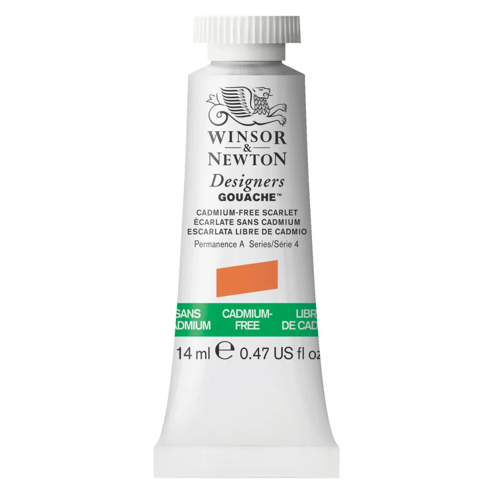 Farba gwasz Designers Gouache - Winsor & Newton - Cadmium Free Scarlet, 14 ml