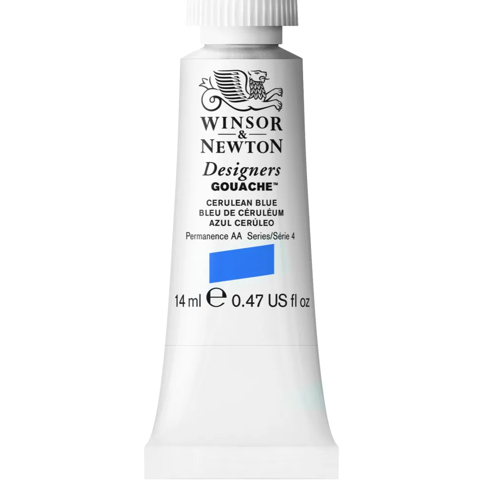 Farba gwasz Designers Gouache - Winsor & Newton - Cerulean Blue, 14 ml