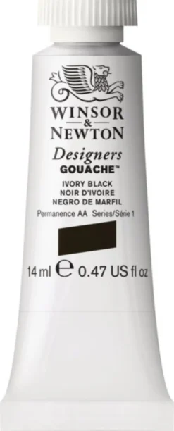 Farba gwasz Designers Gouache - Winsor & Newton - Ivory Black, 14 ml