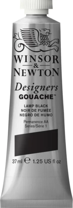 Farba gwasz Designers Gouache - Winsor & Newton - Lamp Black, 37 ml