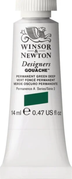 Farba gwasz Designers Gouache - Winsor & Newton - Permanent Green Deep, 14 ml