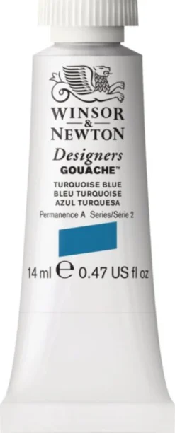 Farba gwasz Designers Gouache - Winsor & Newton - Turquoise Blue, 14 ml