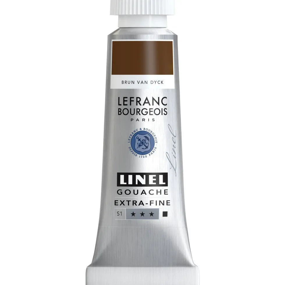 Farba gwasz Linel - Lefranc & Bourgeois - Van Dyck Brown 14 ml