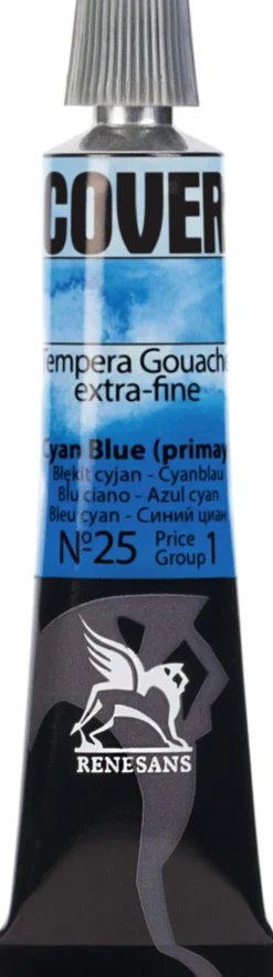 Farba Tempera Cover - Renesans - 25, błękit cyjan, 20 ml