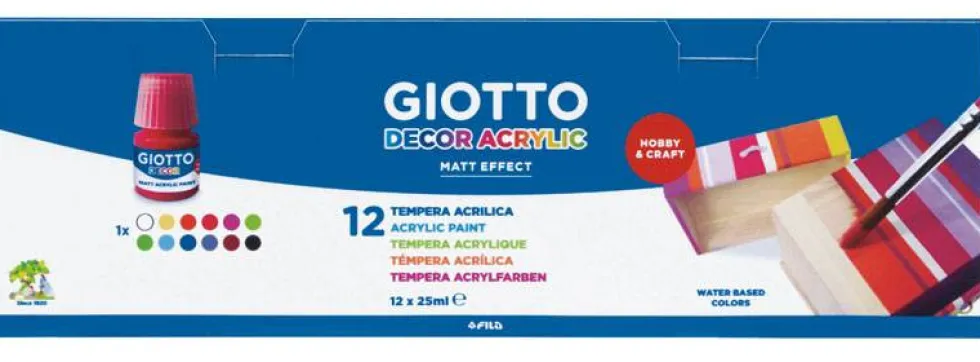 Farby akrylowe Decor Acrylic - Giotto - 12 kolorów x 25 ml
