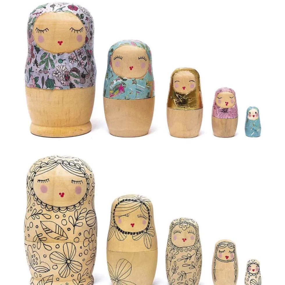 Figurki drewniane Matrioszka - Rico Design - 5 szt.