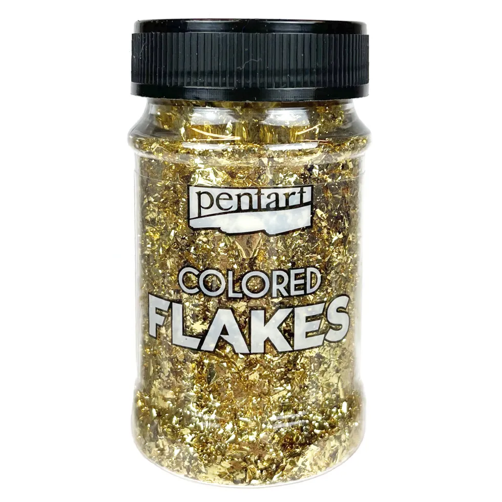Folia do złoceń w płatkach Colored Flakes - Pentart - barokowe złoto, 100 ml