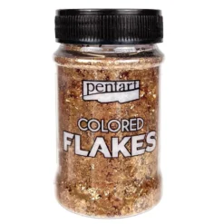 Folia do złoceń w płatkach Colored Flakes - Pentart - różowe złoto, 100 ml