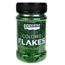 Folia do złoceń w płatkach Colored Flakes - Pentart - zielona, 100 ml