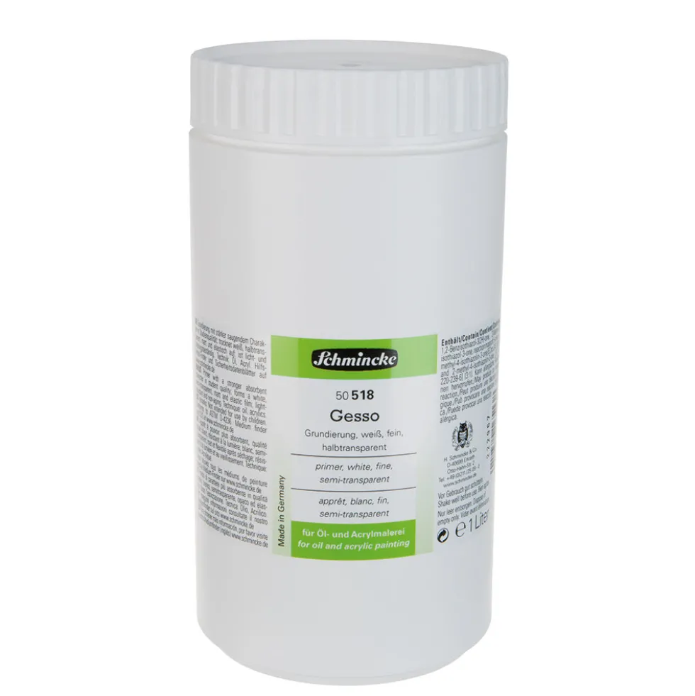 Gesso do farb akrylowych i olejnych - Schmincke - białe, półtransparentne, 1000 ml