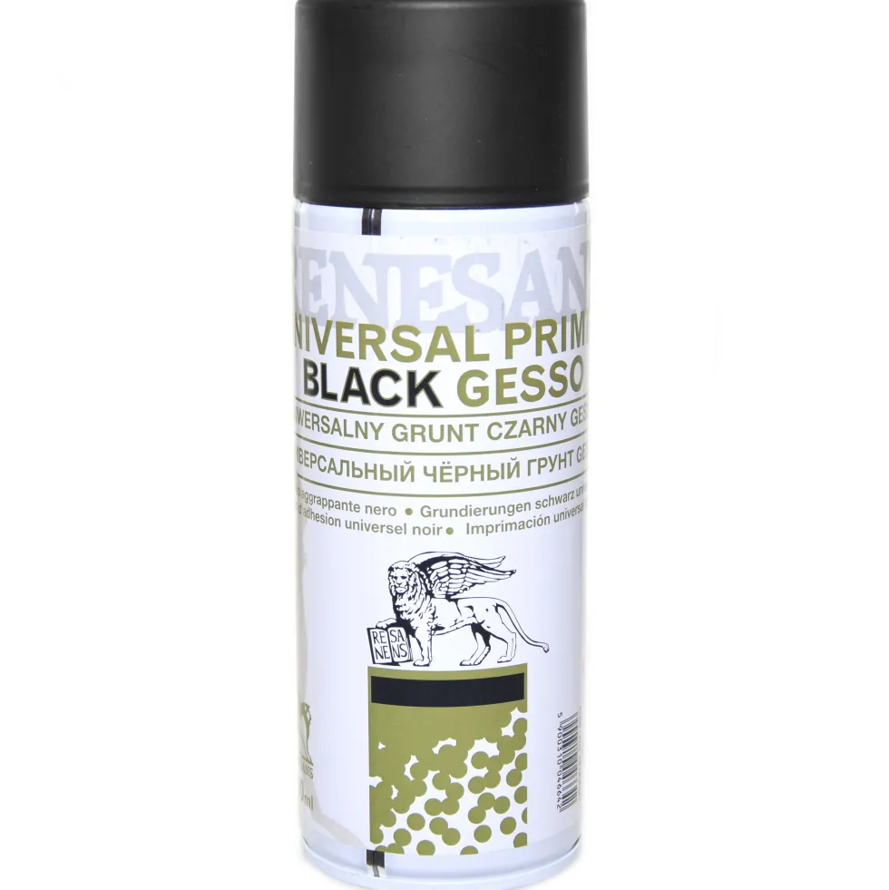 Gesso do farb olejnych i akrylowych w sprayu - Renesans - czarne, 400 ml