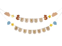 Girlanda First Birthday z misiami - 13 x 255 cm