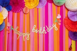 Girlanda Happy Birthday - brokatowa, 18 x 100 cm