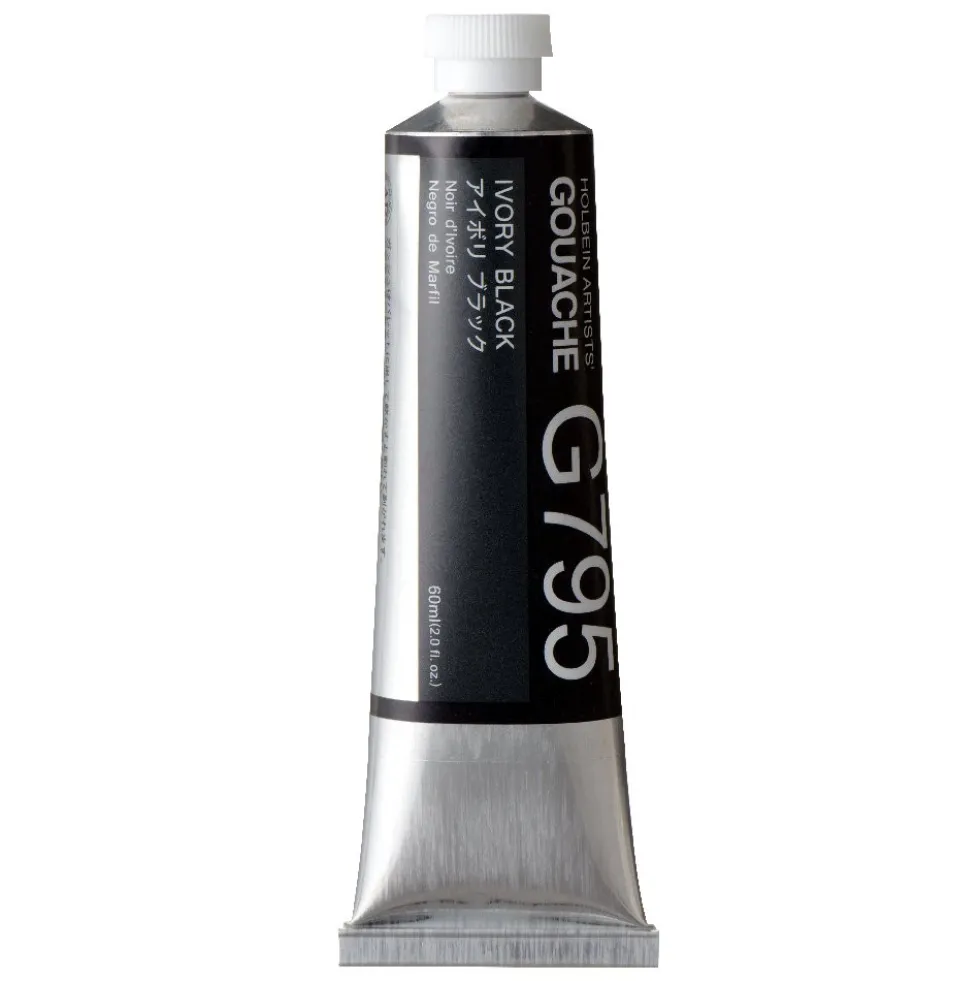 Gwasz Artists’ Gouache - Holbein - Ivory Black, 60 ml