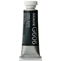 Gwasz Artists’ Gouache - Holbein - Ivory Black, 15 ml