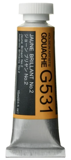 Gwasz Artists’ Gouache - Holbein - Jaune Brillant 2, 15 ml