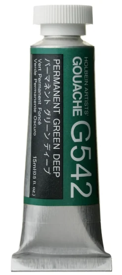 Gwasz Artists’ Gouache - Holbein - Permanent Green Deep, 15 ml