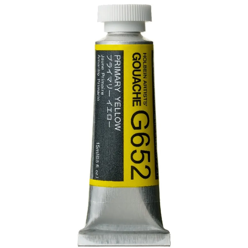 Gwasz Artists’ Gouache - Holbein - Primary Yellow, 15 ml