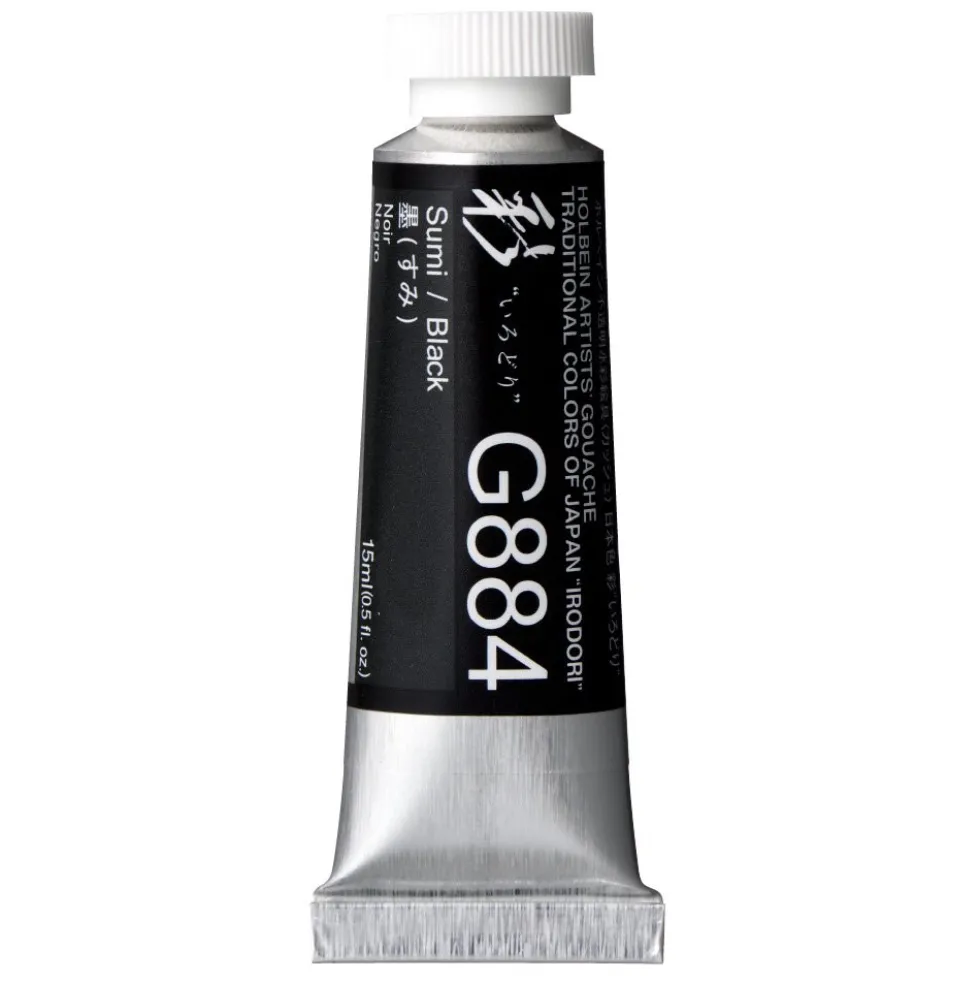 Gwasz Artists’ Gouache Irodori - Holbein - Black, 15 ml