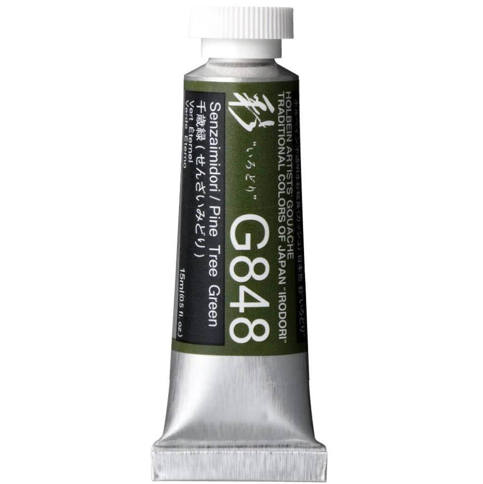 Gwasz Artists’ Gouache Irodori - Holbein - Pine Tree Green, 15 ml
